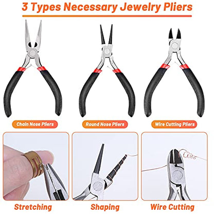 Audab Jewelry Wire Wrapping Jewelry Making Supplies Kit, Ring Sizer Measuring Tools Kit with Tools, Ring Craft Wires, Jewelry Findings for Rings Repair