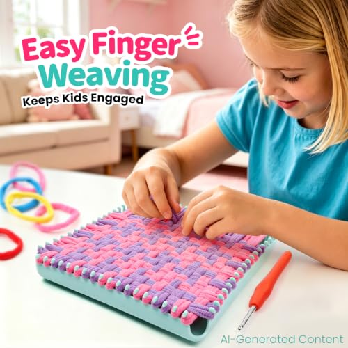 morwant Weaving Loom Kit for Kids, Craft Kit for Girls 6-12, Potholder Loom - color: Mint Green