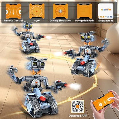HiWEEGO 5 in 1 Changeable LED Eyes Robot Building Set for 12+ Kids Boy Girl
