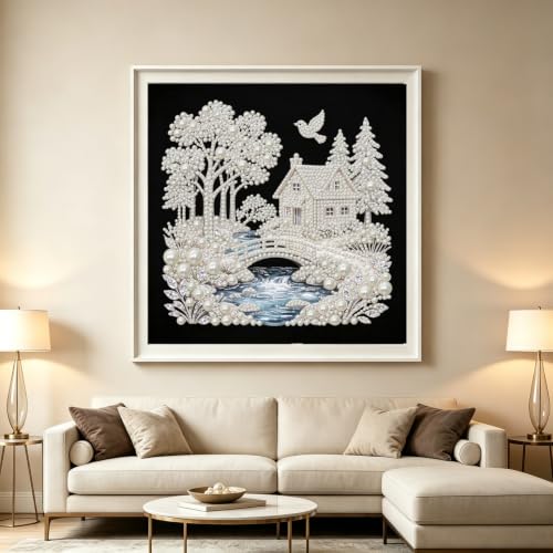 BYGFHLYW Pearl House Diamond Painting Kits for Adults,5D Diamond Art - color: PL25-1