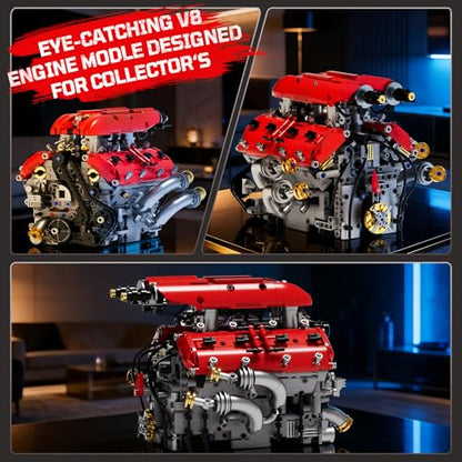 DOLIVE V8 Engine Model Kits that Runs, 1370PCS 8-Cylinder Engine Set with Battery & Motor, STEM Engineering Toys for Kids Adults, Mechanical Enthusiasts