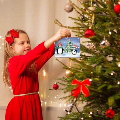 COCHIE 10 Pieces Large Christmas Unfinished Wood Crafts to Paint for Adults, Bulk Winter Predrilled Wooden Ornaments for Painting, Peppermint Candy House Paintable Wood Slices Craft Supplies - color: XMAS B