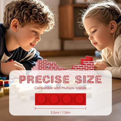 200PCS Classic Wall Building Bricks 1x4 Red Color, Compatible with Lego Part, ABS Material, Creative Building Sets for Home, School & DIY STEM Projects, Construction Toy for Kid Age 6 7 8 9 10 11 12 - color: Red 200pcs