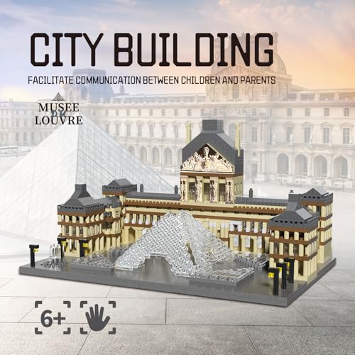 Paris Louvre Museum Building Blocks Iconic Landmark Model Toy for Teens Adults & Collectors 3D Puzzle Set for Educational and Decorative Fun - style: Paris Louvre Museum
