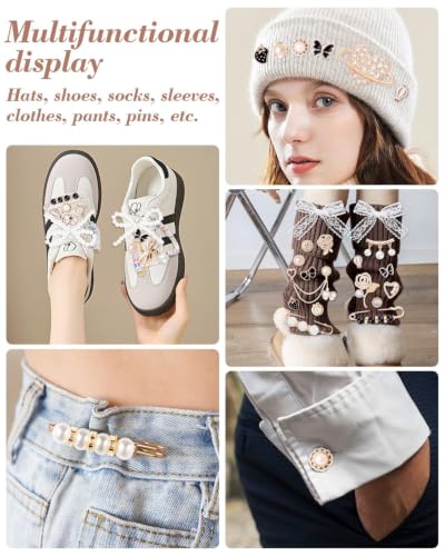 Junk Socks Charms Kit,Shoe Charms for Sneakers,Brooches and Pins for Women - color: Gold
