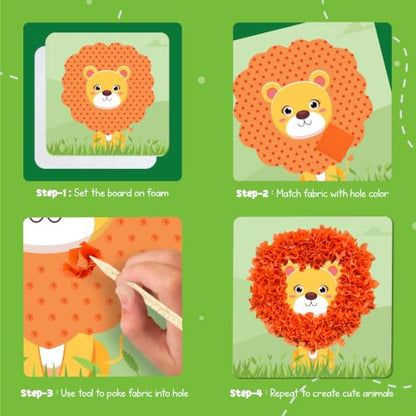 jackinthebox Poke Art Animals Crafts Kits for Kids, Boys & Girls, Ages 4-8 - style: Animals