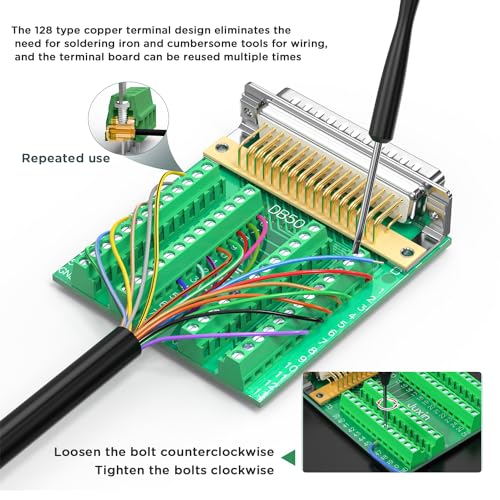DB50 Male Breakout Board, HDB50 D-Sub 50 Pin Terminal Block Adapter, No Soldering Screw Terminal Connector Module with Clear Pin Labels for Industrial Wiring - color: DB50 male