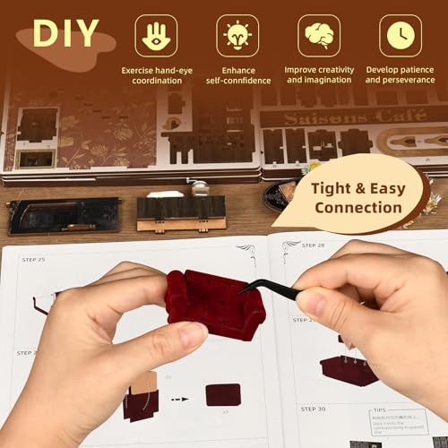 CCCDF Saison Café Book Nook Kit, DIY 3D Wooden Puzzle for Adults - color: Saison Café