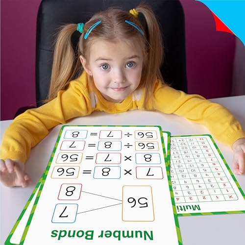 8 Packs Number Bond Whiteboards,Double Sided Dry Erase 1-12 Multiplication Chart Board Writable and Erasable White Board for Kids, Students,Classroom and Home (Each Measures 12” x 9”) Mathematics - color: Multiplication Learning Cards