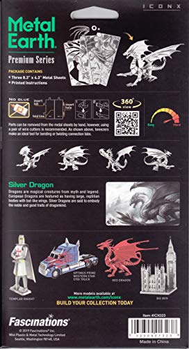 Fascinations Metal Earth Premium Series Silver Dragon 3D Metal Model Kit