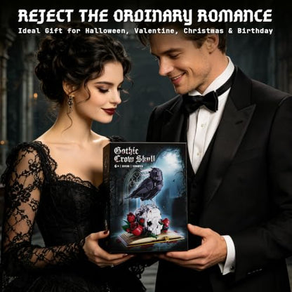 Gothic Raven & Skull Building Set for Adults, 1358PCS Animals Goth Horror Collection Kits Features Crow, Skull, Roses and Book, Compatible with Lego Raven, Birthday Gifts for Girlfriend/Wife/Mom - style: Raven Flower