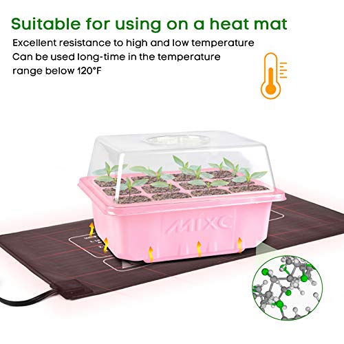 MIXC 10 Packs Seed Starter Tray ，Seed Starter Kit with Humidity Dome (120 Cells Total Tray) Seed Starting Trays Plant Starter Kit and Base Mini Greenhouse Germination Kit for Seeds Growing Starting - color: Pink, size: 12 Cell-10 Packs-Clear Cover