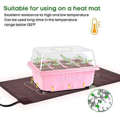 MIXC 10 Packs Seed Starter Tray ，Seed Starter Kit with Humidity Dome (120 Cells Total Tray) Seed Starting Trays Plant Starter Kit and Base Mini Greenhouse Germination Kit for Seeds Growing Starting - color: Pink, size: 12 Cell-10 Packs-Clear Cover