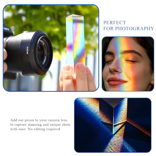 3PCS Crystal Prisms Set 1"/2"/4" Glass Prism Optical Triangular Prism Props - size: 1"/2"/4"