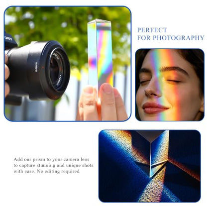 3PCS Crystal Prisms Set 1"/2"/4" Glass Prism Optical Triangular Prism Props - size: 1"/2"/4"
