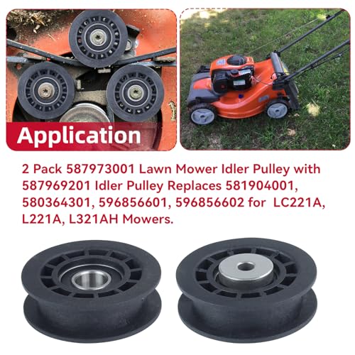 GELASKA 2 Pack 587973001 Pulley with 587969201 Pulley for Husqvarna LC221A - color: A24 2x587973001+1x587969201