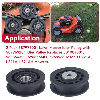 GELASKA 2 Pack 587973001 Pulley with 587969201 Pulley for Husqvarna LC221A - color: A24 2x587973001+1x587969201