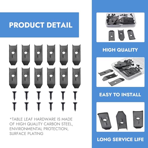 12 Sets Table Leaf Levelers & Locks with Sliding Aligner Bars, Heavy Duty Table Extension Hardware for Dining Tables, Desks, Buffets & Cabinets, Metal Horizontal Buckle Latches Connectors (Black) - color: Black