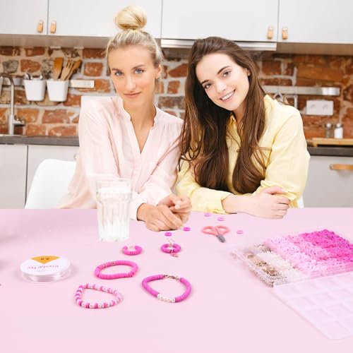 Wuollgess 3500 PCS Clay Beads Bracelet Making Kit, Pink Beads for Crafts - color: Pink