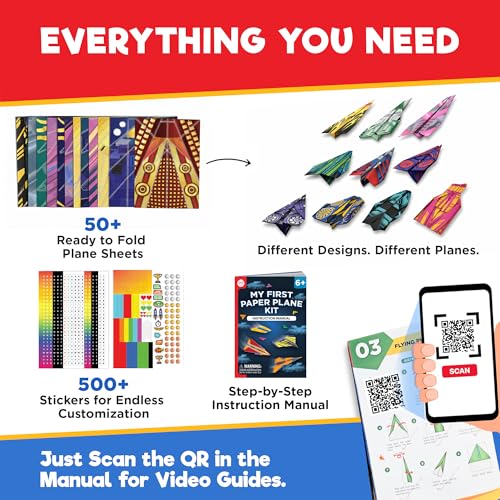Doctor Jupiter Paper Airplane Book Kit for Kids Ages 4+, Craft Toy - style: 50+ Airplanes