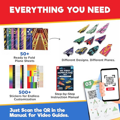 Doctor Jupiter Paper Airplane Book Kit for Kids Ages 4+, Craft Toy - style: 50+ Airplanes