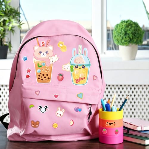 24 Sheets Bubble Tea Make a Face Sticker, Make Your Own Milk Tea Stickers Drink Mix and Match Sticker for Home School Classroom Crafts Activities Reward Birthday Party Favors - style: Bubble Tea