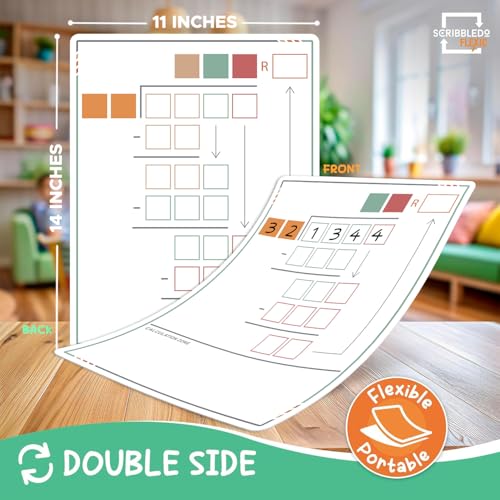 SCRIBBLEDO Long Division Practice 11”x14” Reusable Sheets Math Manipulatives for Classroom Teaching Materials 5th Grade Classroom Must Haves Special Education Math Centers 10-Pack Dry Erase Sheets - size: 11"W x14"H