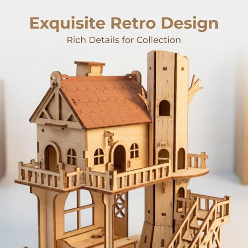 DIY 3D Wooden Puzzle House Kit, Wood Architectural Puzzle, Realistic House Building Model, Creative Home Decor, Ideal Gifts for Adults, Birthdays, Christmas & Special Occasions