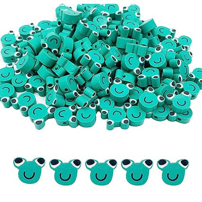100Pcs Frog Polymer Clay Loose Spacer Beads, 10mm Cute Beads Charms for Women DIY Hair Clip Necklace Bracelet Jewelry Earring Handmade Craft Making - color: frog
