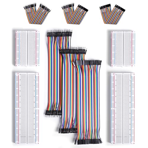 Solderless Breadboard and Jumper Wires Kit, 830/400 Tie Points Boards and Jumper Wires, Compatible for Single Board Computers or Arduino Projects (4 Breadboards Kit) - size: 4 Breadboards Kit