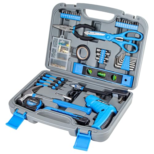 CARTMAN 149-Piece Tool Set, Blue Cordless Screwdriver, Home Repair Tool Kit - style: 149 PC