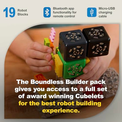 Modular Robotics Boundless Builder Pack for Science Engineering Kits with 19 Robot Cubes - STEM for Teens and Younger Children (Ages 4+)
