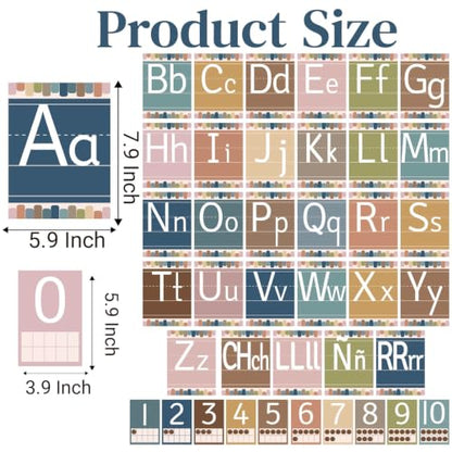 41 Pcs Boho Alphabet for Classroom Boho ABC Posters and 0-10 Number Cards Number Line Suitable for English Classroom and Spanish Classroom (English and Spanish ABC Boho) - color: Spanish Abc Boho