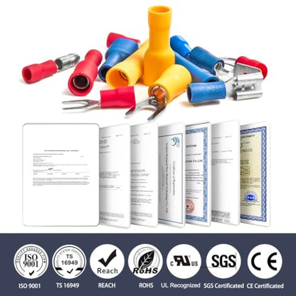Chanzon Insulated Crimp Connector Wire Terminal Kit (Butt Spade Fork Ring) - size: 720pcs