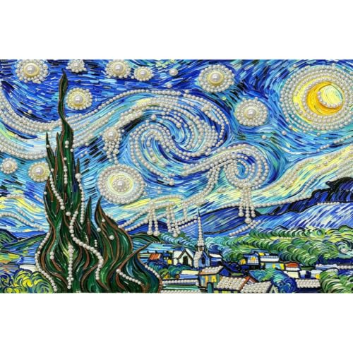 Pearl Art Kits for Adults,Starry Night Pearl Diamond Painting Kits,Wall Art - color: DP04513