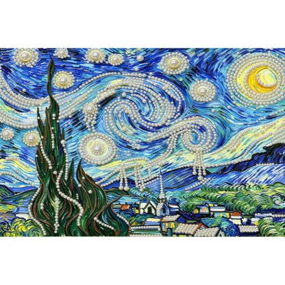 Pearl Art Kits for Adults,Starry Night Pearl Diamond Painting Kits,Wall Art - color: DP04513