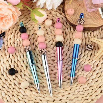 ASTARON 100 Pcs 15mm Dusy Pink Black Silicone Beads for Keychain Making - color: Pink Black