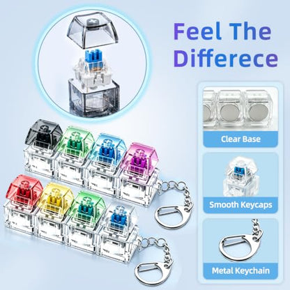 2 PCS Keyboard Fidget Toy, Decompression Button Clicker Keychain with Glowing LED, Portable Tactile Sensory Toys, Stocking Stuffers for Stress Relief, Autism, ASMR, Adults, Teens - color: 2pcs Rainbow