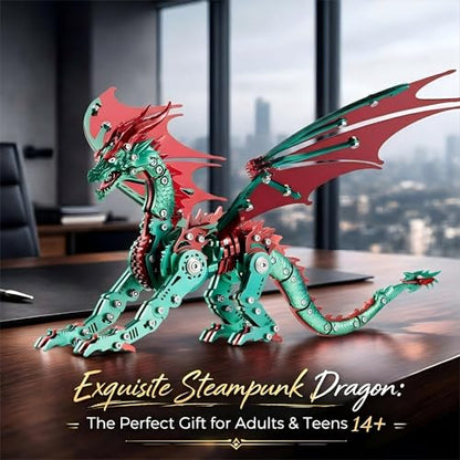 3D Metal Puzzles for Adults, Mechanical Dragon Model Kit - color: Pterosaur-green