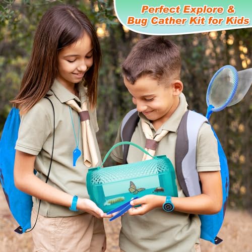Bug Catcher Kit & Outdoor Explorer Kit for Kids, 10 Pcs Bug Catching Kit - color: Blue