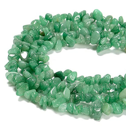 7-8mm Natural Green Aventurine Gemstone Chips Healing Gravel Bracelets Necklace Kit Irregular Tumble Stone Beads DIY Crafts Design Jewelry Making 32" - color: Green Aventurine