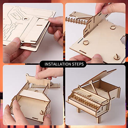 calary 3D Wooden Puzzle Simulation Animal Dinosaur Assembly DIY Model Toy for Kids and Adults,Set of 6 - style: D-House Assembly