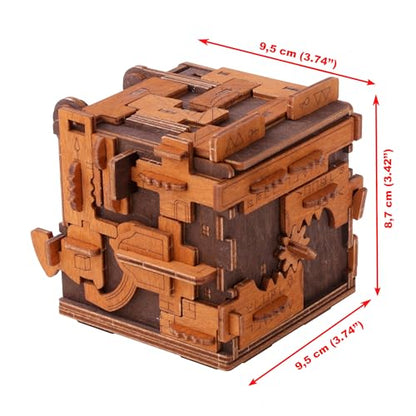 WOODEN.CITY Escape Room Puzzle Box – 3D Wooden Puzzle Box for Adults & Teens, Brain Teaser Puzzle Box Secret Lock Box with Cluebox Mechanism – Mechanical Wood Puzzle Box Kit, Unique Puzzle Boxes Gift