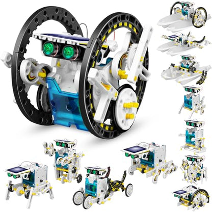 Dioju 13-in-1 Solar Robot Toys for Ages 8 9 10 11 12 Year Old Boys Girls, STEM Science Kits for Kids Age 8-12, Building Experiments Robotics Kit STEM Projects for Kid Christmas Birthday Gifts (White)
