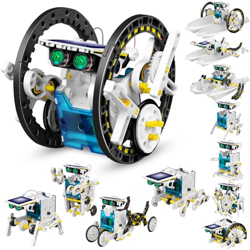 Dioju 13-in-1 Solar Robot Toys for Ages 8 9 10 11 12 Year Old Boys Girls, STEM Science Kits for Kids Age 8-12, Building Experiments Robotics Kit STEM Projects for Kid Christmas Birthday Gifts (White)