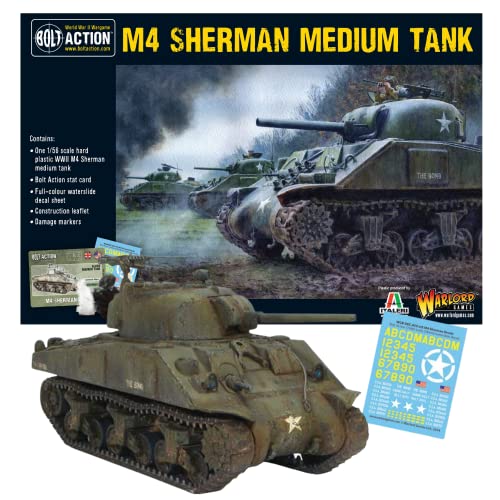Wargames Delivered - Warlord Games Bolt Action Tank War -M4 Sherman Tank (75), World War 2 Miniature Model, 28mm Scale - color: M4 Sherman Medium Tank