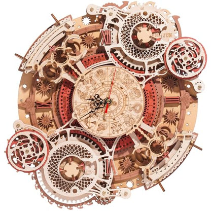 ROBOTIME 3D Wooden Puzzles for Adults, Models for Adults to Build Wooden Steampunk Clock Kit, DIY Mechanical Wall Quartz Aesthetic Room Decor Unique Gift