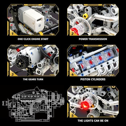 V8 Engine Model Kit, Mini V8 Engine Kit that Runs for Kids Adults (770PCS） - size: Small