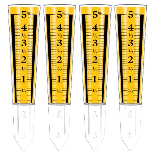 Yexiya 4 Pcs 5'' Rain Gauge Outdoor Acrylic for Garden Yard Lawn,Blue - color: Yellow