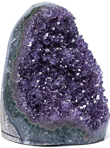 Natural Deep Purple Amethyst Crystal Geode from Uruguay 1.5-2 lb, A Grade Amethyst Cluster, Premium Gift Box for Collectors Reiki Healing Positive Energy by GEMBOURY - size: 1.5-2 Pound Large